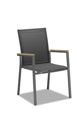 Lyon-Sater 280A, комплект обеденной мебели антрацит/серый, алюминий/спеченный камень/тик