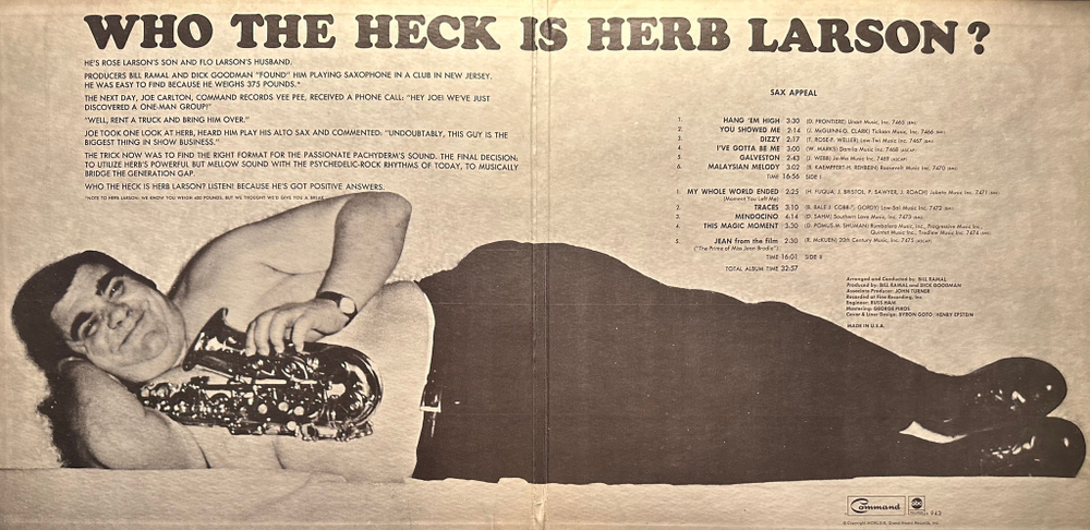 Herb Larson ‎– Sax Appeal (США 1969г.)