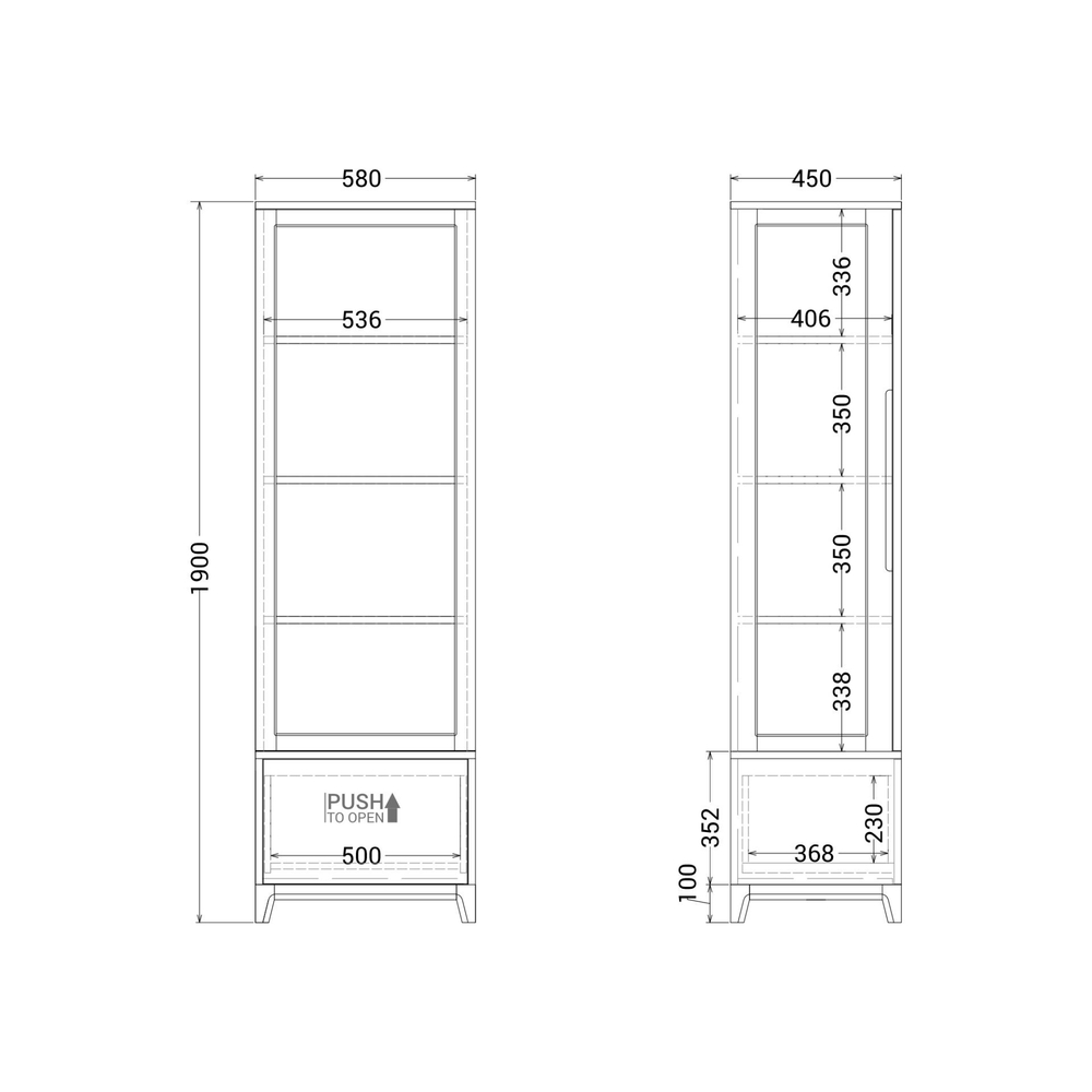 Узкая витрина Case CS161/2