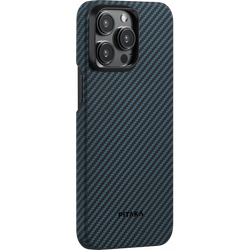Чехол iPhone 15 Pro Pitaka MagEZ Case 4 Aramid Fiber 1500D (черный/синий)
