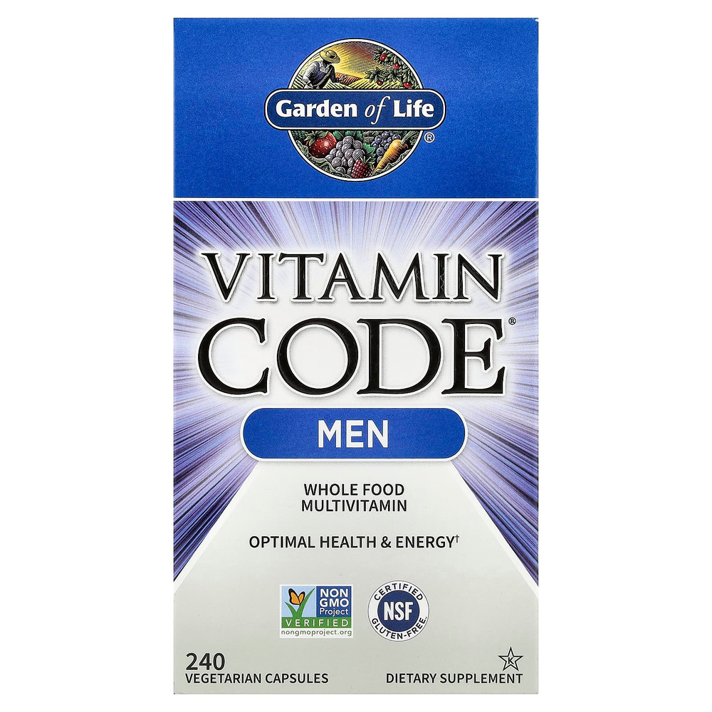 Garden of Life, Vitamin Code, мультивитамины из цельных продуктов для мужчин, 240 вегетарианских капсул