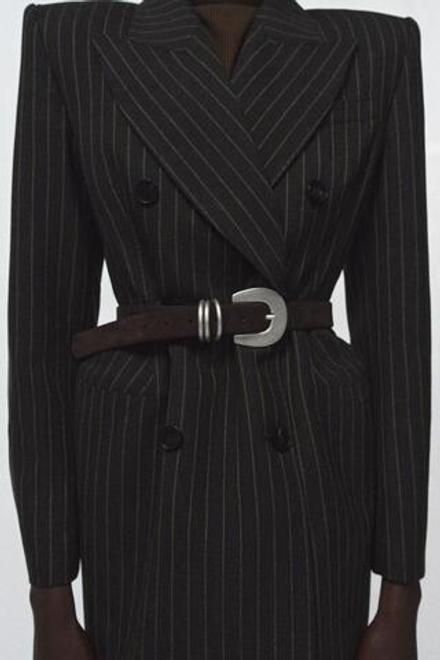 ZARA РЕМЕНЬ ИЗ 100% ЗАМШИ С ТРОЙНОЙ ШЛЕВКОЙ, КОРИЧНЕВЫЙ