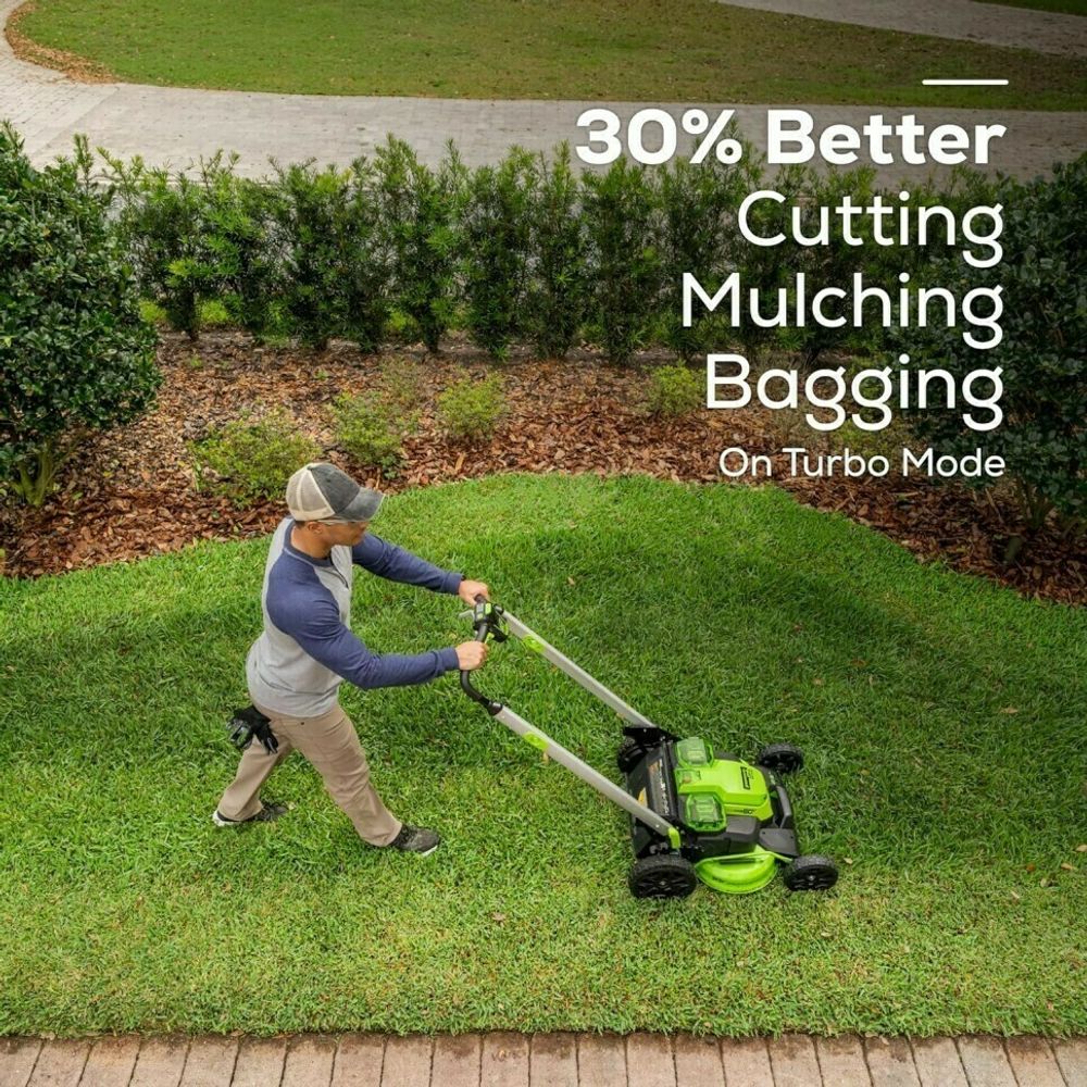 Cамоходная аккумуляторная газонокосилка Greenworks GD60LM61 Twin Force, 60v, 61 см, (2519107U8), с аккумулятором 8 А·ч и зарядным устройством