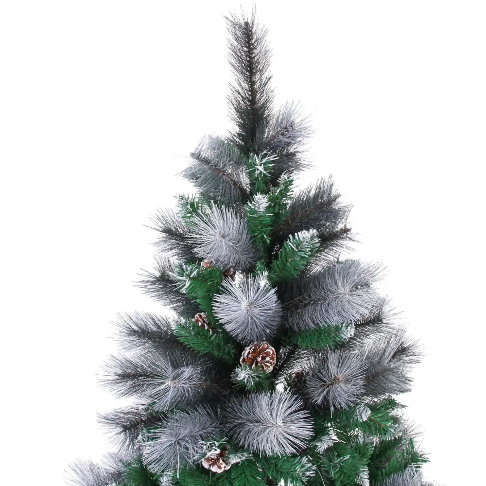 Ёлка «Богемия» 120 см, ПВХ+Леска, шишки, белое напыление (280 веток)