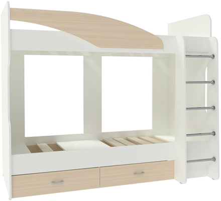 Двухъярусная кровать КарИВи Мийа 2 Белый   Дуб Молочный