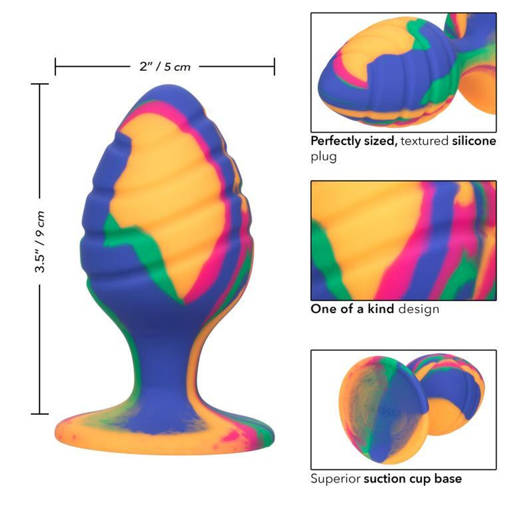 Яркая анальная пробка Cheeky Large Swirl Tie-Dye Plug - 9 см.