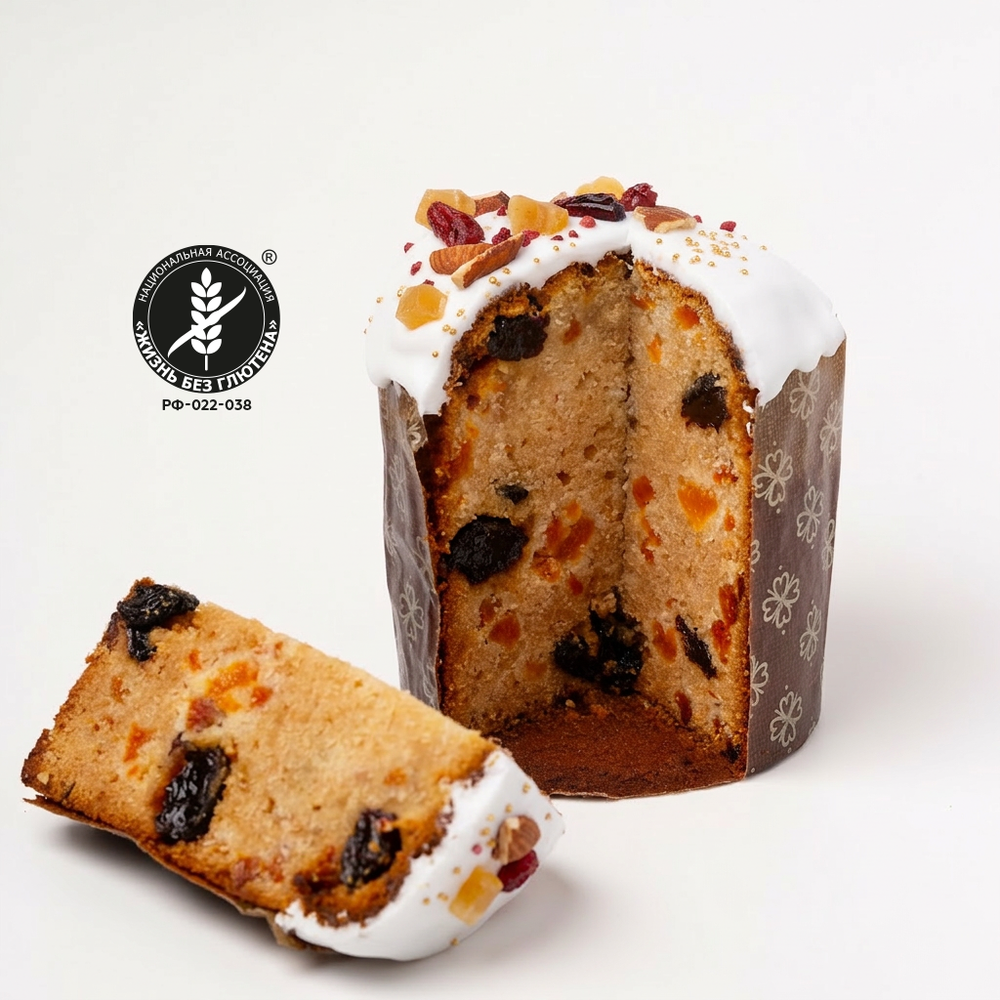 Предзаказ! Кулич без глютена с начинкой из кураги и изюма Джамбо "Так можно", 520 г
