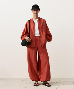 OYSHO Свободные брюки из 100% льна, красный