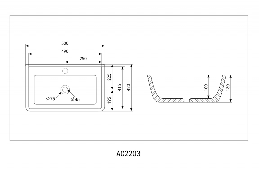 Раковина накладная ABBER Rechteck AC2203MSB синяя матовая