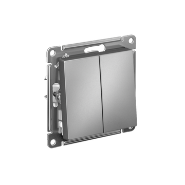 ATLASDESIGN 2-клавишный ПЕРЕКРЕСТНЫЙ ПЕРЕКЛЮЧАТЕЛЬ, сх.7+7, 10АХ, механизм, СТАЛЬ