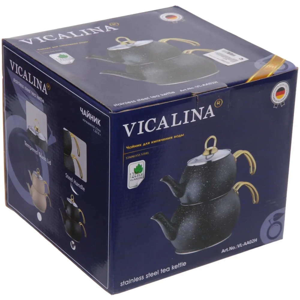 Чайник двойной турецкий 1,2+2л «Vicalina» черный VL-AA02H