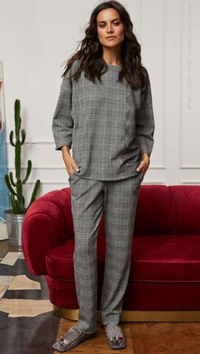 Удобные домашние клетчатые брючки (Размер: S) (Цвет: черный с белым)