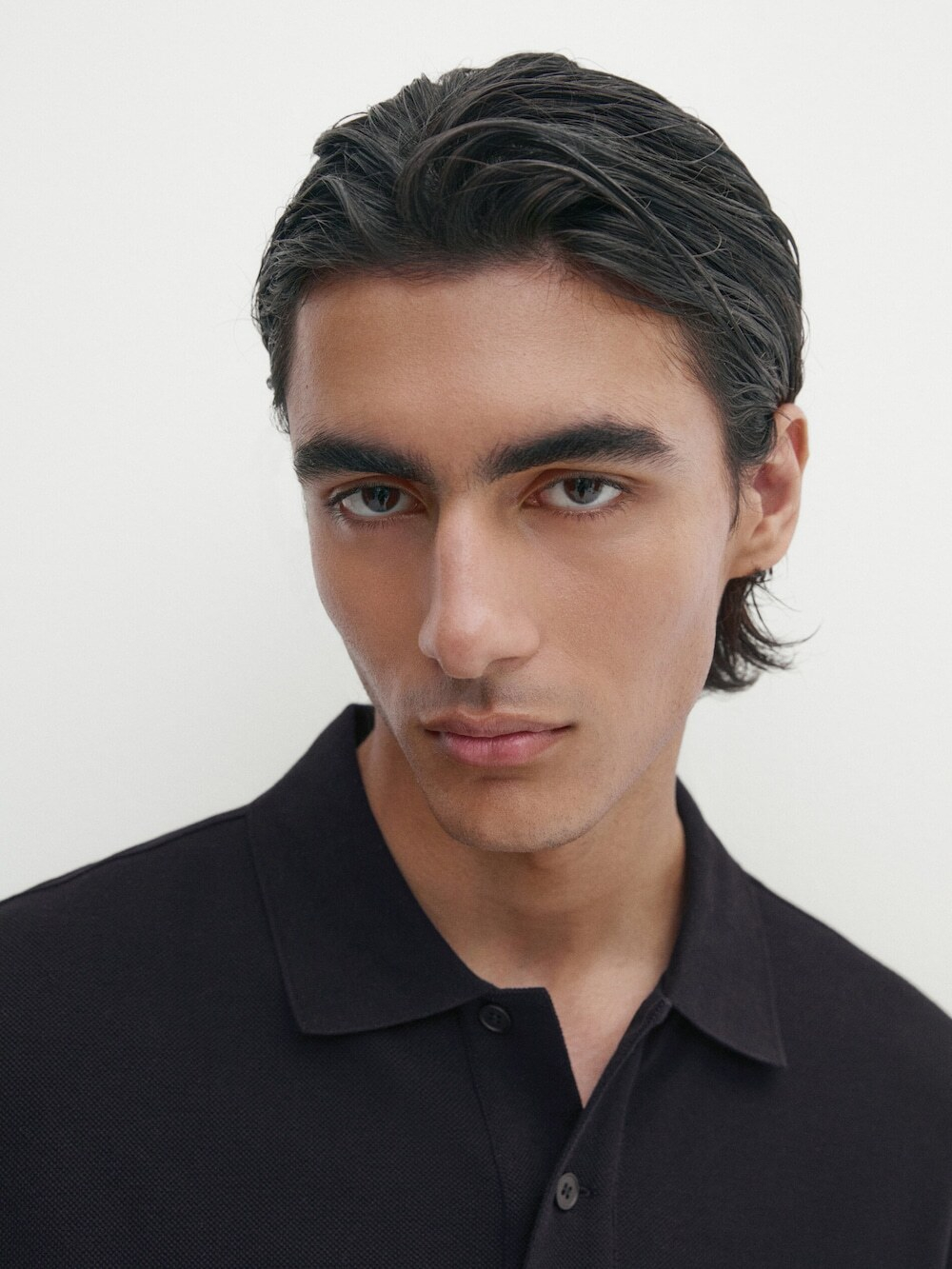 Massimo Dutti Поло из рельефного хлопка с карманом, темно-синий