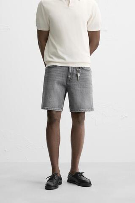 ZARA ДЖИНСОВЫЕ ШОРТЫ REGULAR FIT, СЕРЫЙ