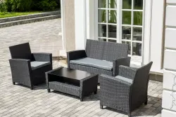 "Вашингтон" лаунж-зона из искусственного ротанга на 4 персоны, цвет черный