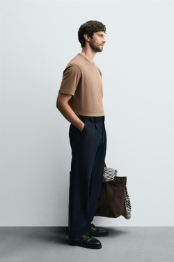 ZARA ФУТБОЛКА С ЭФФЕКТОМ ПОТЕРТОСТИ СТАНДАРТНОГО КРОЯ, СВЕТЛО-КОРИЧНЕВЫЙ