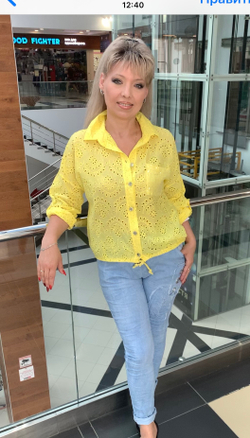 Итальянский блузон на пуговицах с перфорацией