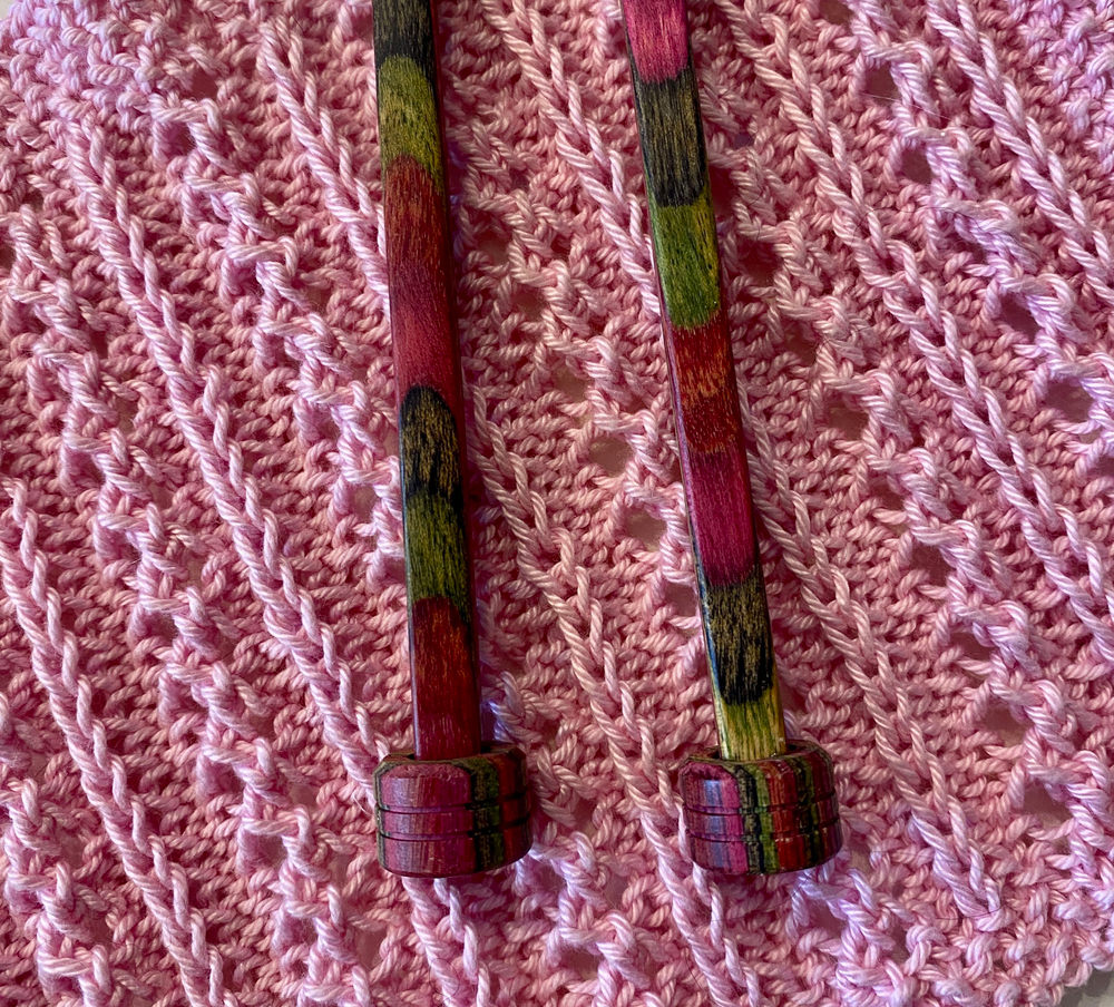 Спицы прямые кубики деревянные №8 (береза) 35 см Франция