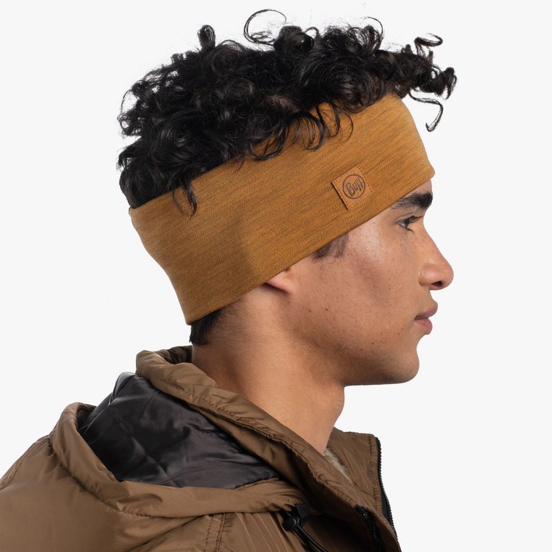 Шерстяная повязка на голову Buff Headband Midweight Wool Solid Mustard Фото 2