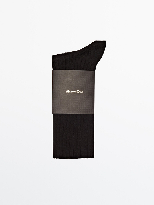 Massimo Dutti Однотонные носки из плотного трикотажа, черный