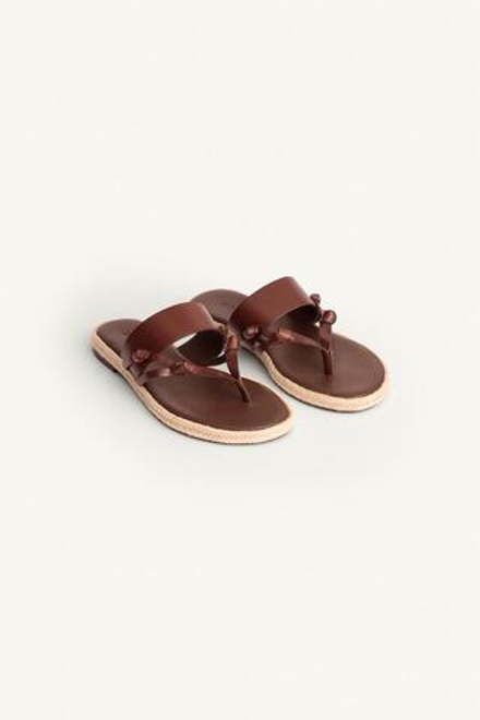 ZARA КОЖАНЫЕ САНДАЛИИ, КОРИЧНЕВЫЙ