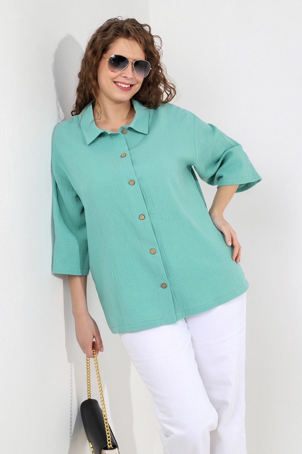 Блузка (рубашка) Виола-3 Виотекс ЗЕЛЁНЫЙ