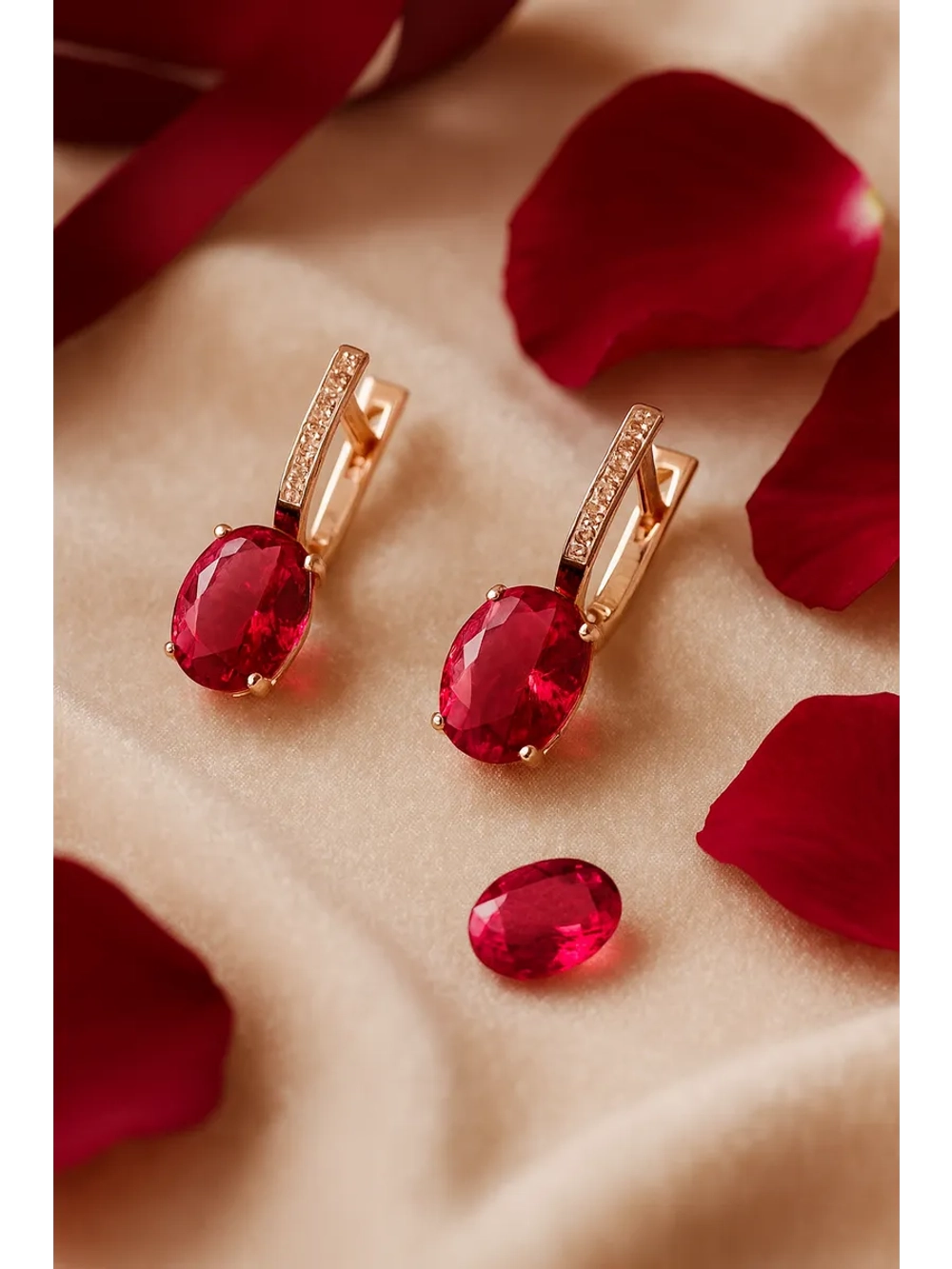 Серьги серебряные с ситаллом "рубеллит"