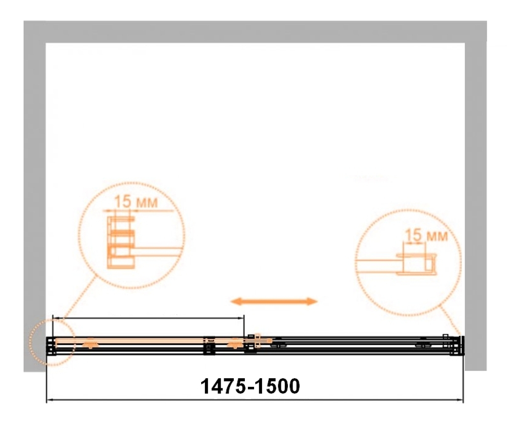 Дверь в проём Cezares DUET SOFT-M-BF-1-150-C-Cr