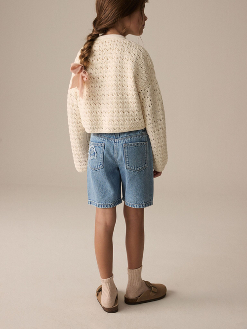 Шорты джинсовые с вышивкой для девочки Next E35-576, Синий