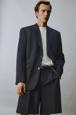 ZARA ШОРТЫ СО СКЛАДКАМИ RELAXED FIT, МОРСКОЙ ТЕМНО-СИНИЙ