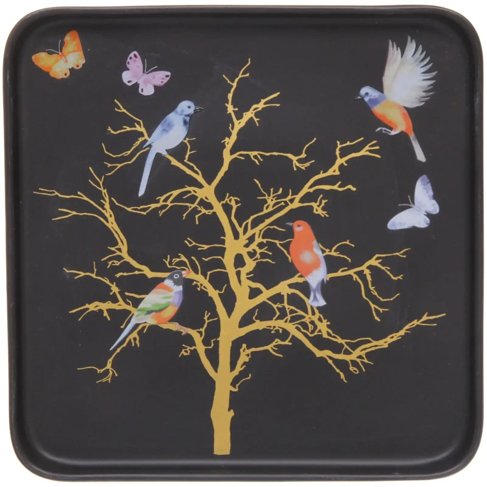 Тарелка керамическая «Райский сад» 25*25*2см, черная