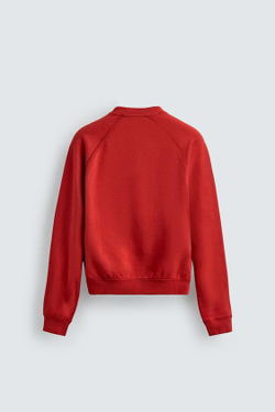ZARA Х AARON LEVINE ТОЛСТОВКА С ЭФФЕКТОМ ПОТЕРТОСТИ, КРАСНЫЙ