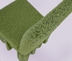 Чехол на стул с оборкой Жаккард, цвет Зеленый Светлый, Набор 4 шт.