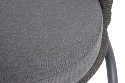 "Люксембург" стул плетеный из роупа, каркас из стали темно-серый (RAL7024) муар, роуп темно-серый круглый, ткань темно-серая 027