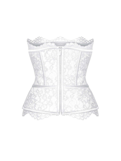 Удлиненный корсетный топ из кружева