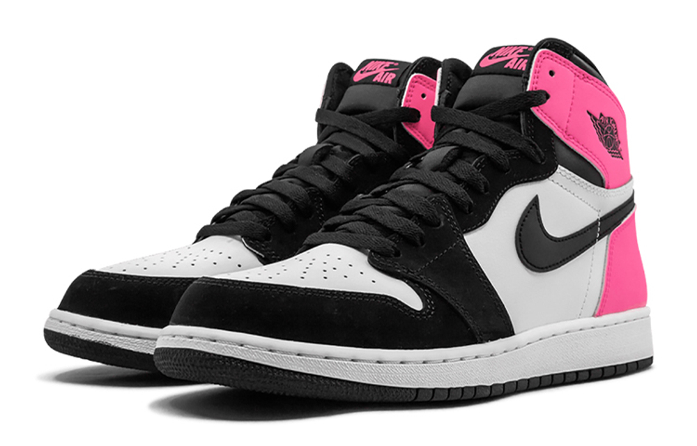 Jordan Air Jordan 1 Retro Valentine's Day Leather High top Basketball Shoes Black Pink Unisex