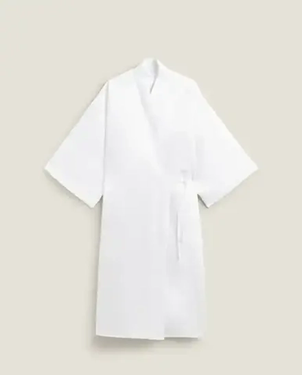 ZARA HOME ЛЬНЯНОЙ ХАЛАТ, БЕЛЫЙ