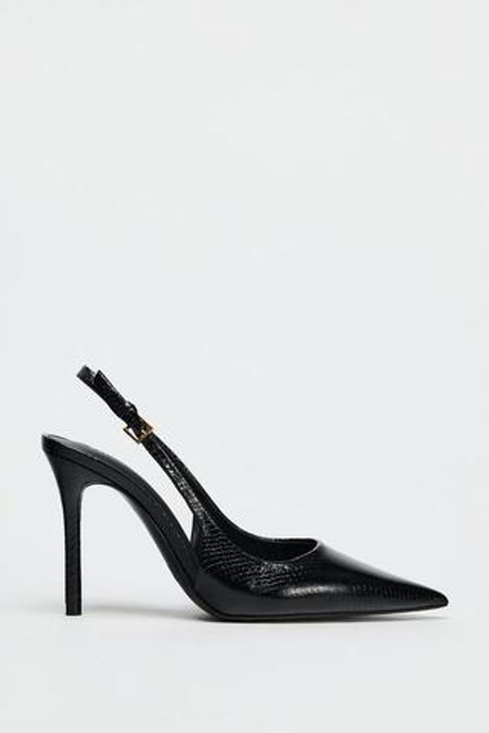 ZARA ТУФЛИ С РЕЛЬЕФНЫМ УЗОРОМ, ЧЕРНЫЙ