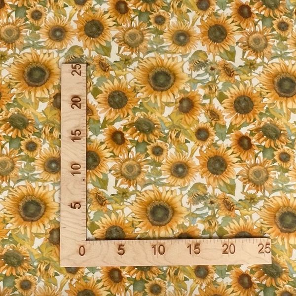 ПОДСОЛНУХИ НА МОЛОЧНОМ ФОНЕ - 100% ХЛОПОК 7