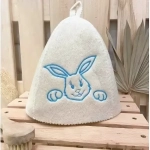 Шапка банная детская классическая с вышивкой «Заяц», цвет белый, (без упаковки)