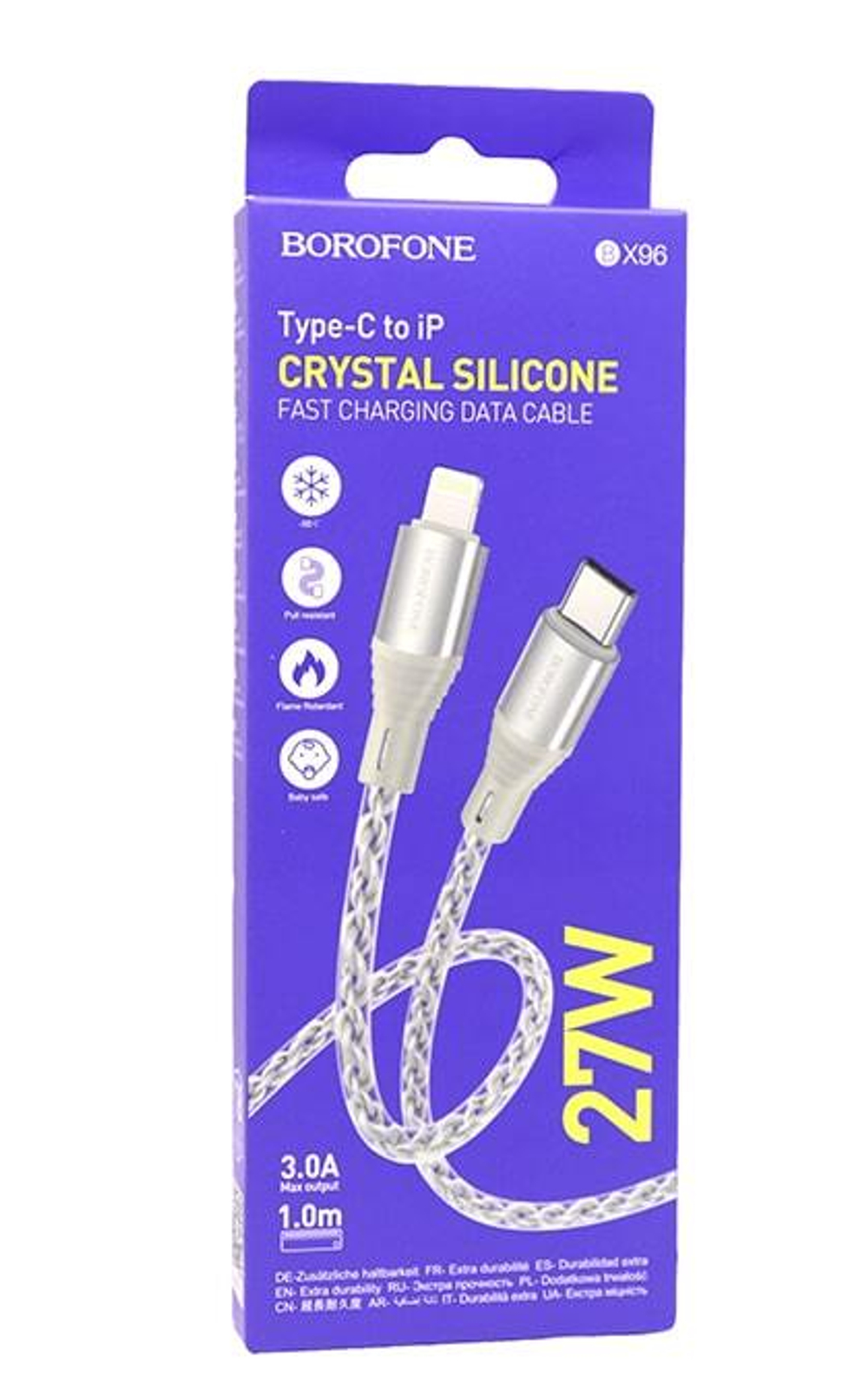 Кабель Lightning -TypeC BOROFONE BX96 PD 27W (серый) 1м