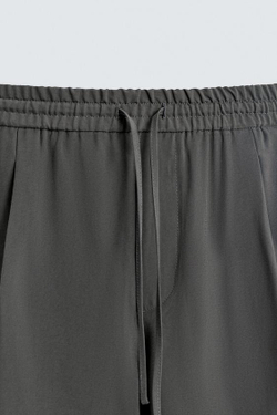 ZARA СТРУЯЩИЕСЯ БРЮКИ С ОТДЕЛОЧНОЙ СТРОЧКОЙ, ТЕМНО-СЕРЫЙ