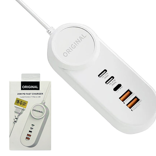 Сетевое зарядное устройство 5V 4A/9V 2,5A 2USB+2PD+LIGHTNING YM-IQ-301