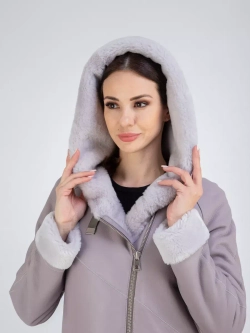 Дубленка зима натуральная удлиненная с капюшоном