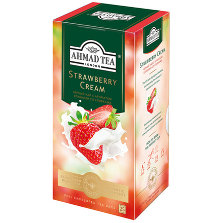 Чай черный Ahmad Tea с ароматом клубники со сливками 25 пакетиков