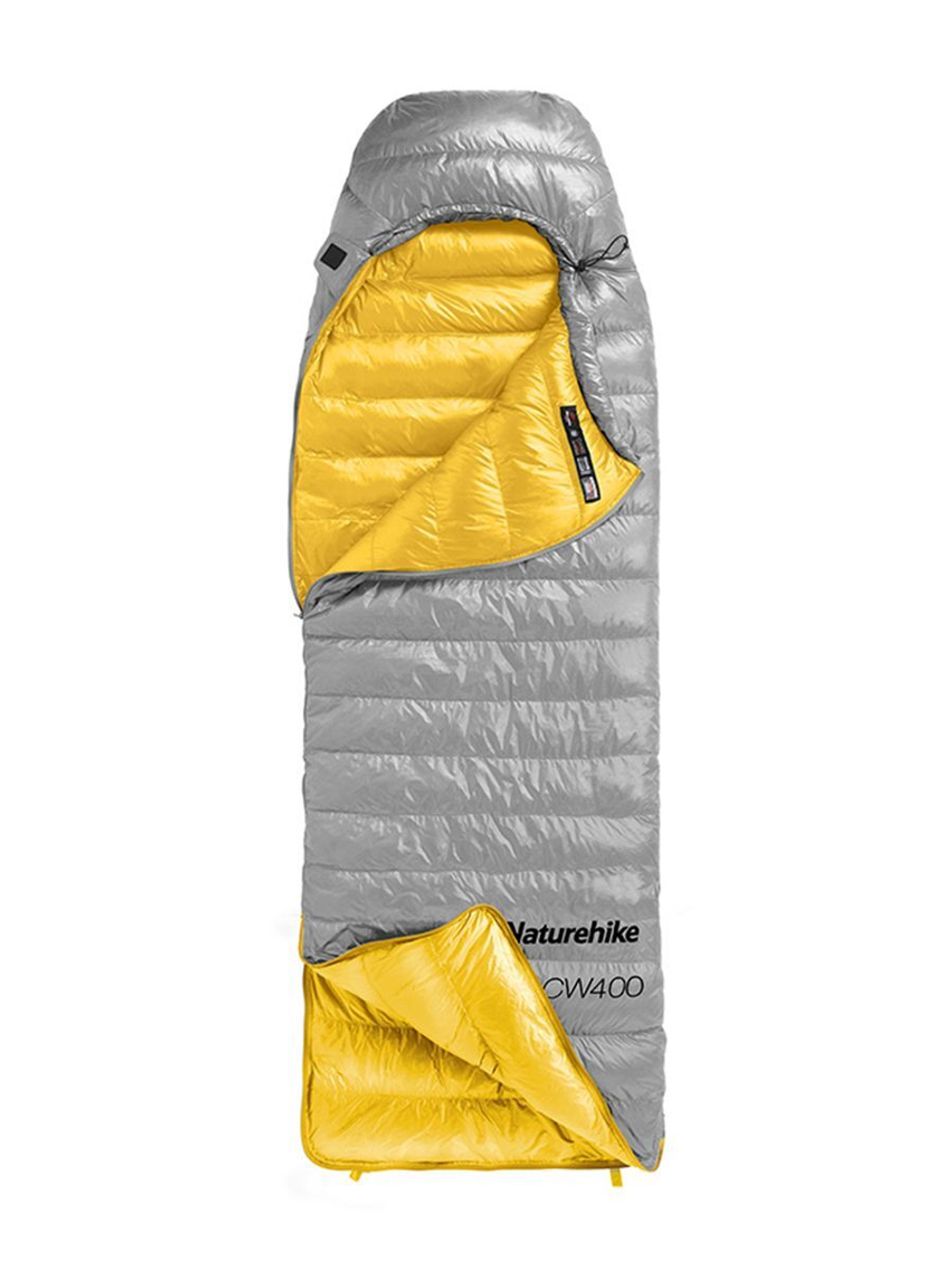 Спальный мешок Naturehike CW400 NH18C400-D с гусинным пухом, размер М, желтый, 6927595761700