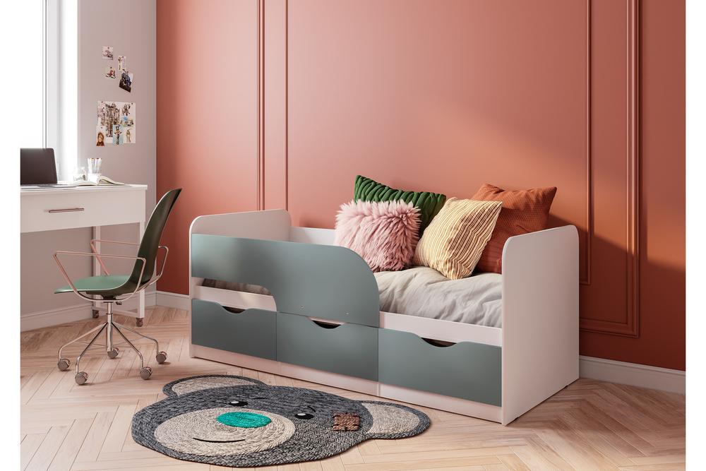 Кровать детская Стандарт КР-22 NEW, Белый, Серый