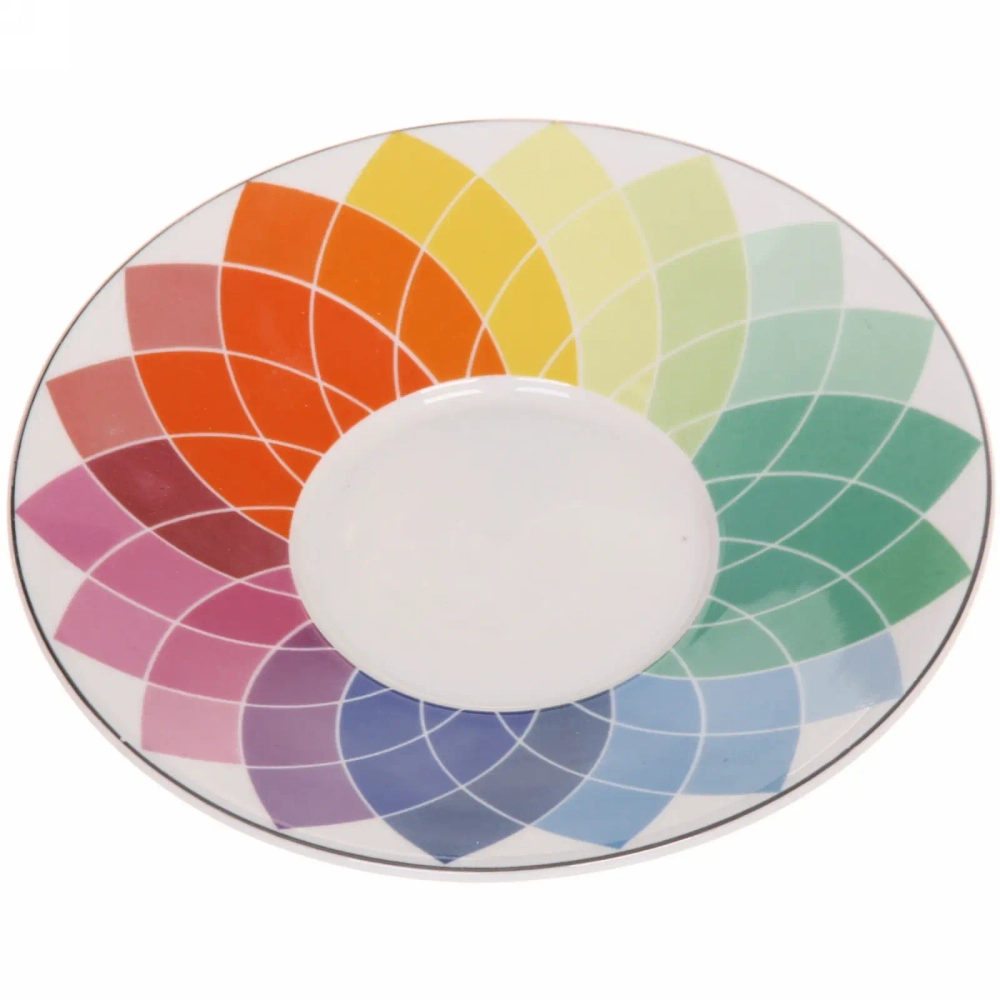 Чайная пара (зеркальная кружка 230мл+блюдце) анаморфный дизайн «Радуга»