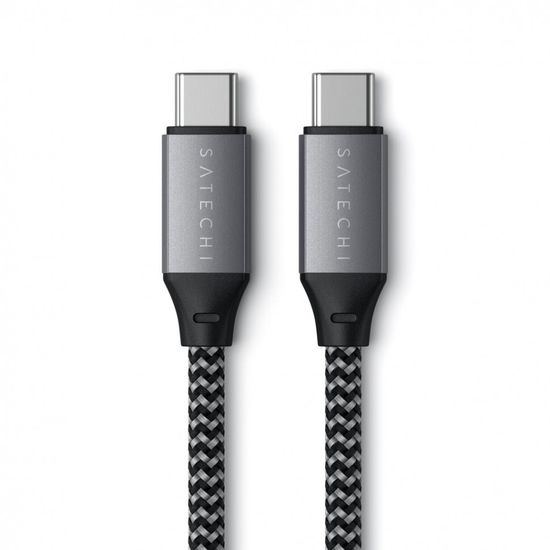 Кабель Satechi USB-C to USB-C 100W, длина 2 м. Цвет: серый космос.