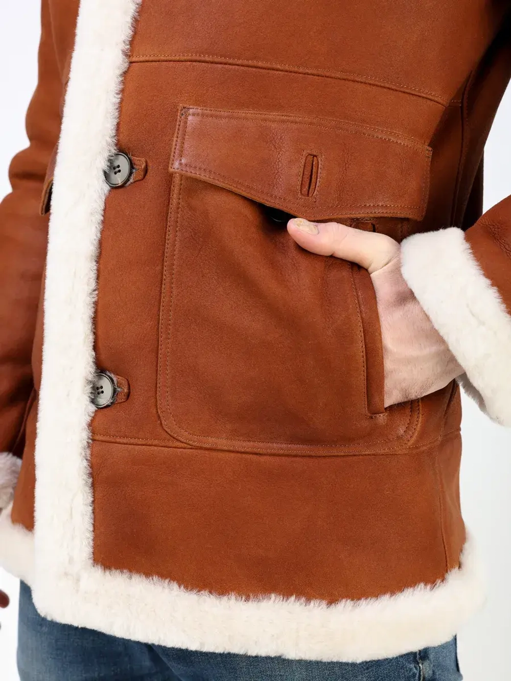 Дубленка зимняя куртка натуральная с капюшоном